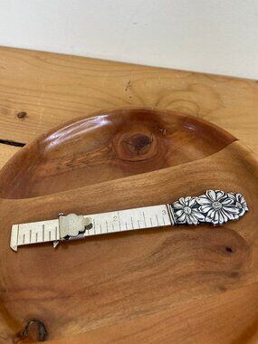Antique Webster Sterling Silver Hem Sewing Gauge Ruler Floral Bouquet